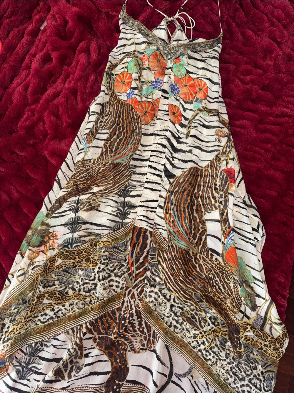 Camilla Cosmic Conflict 100% Silk High-Low Stunning Maxi Dress